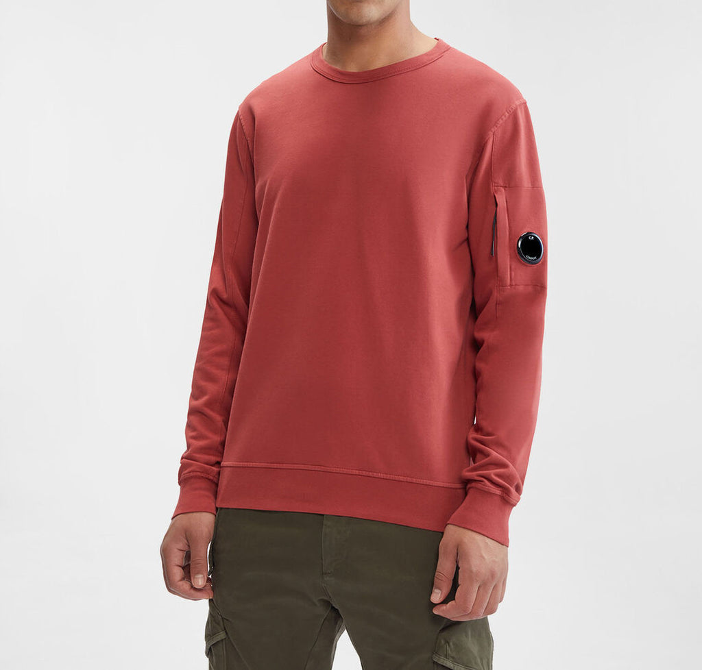 CP Company Light Fleece Garment Dyed Sweatshirt Red