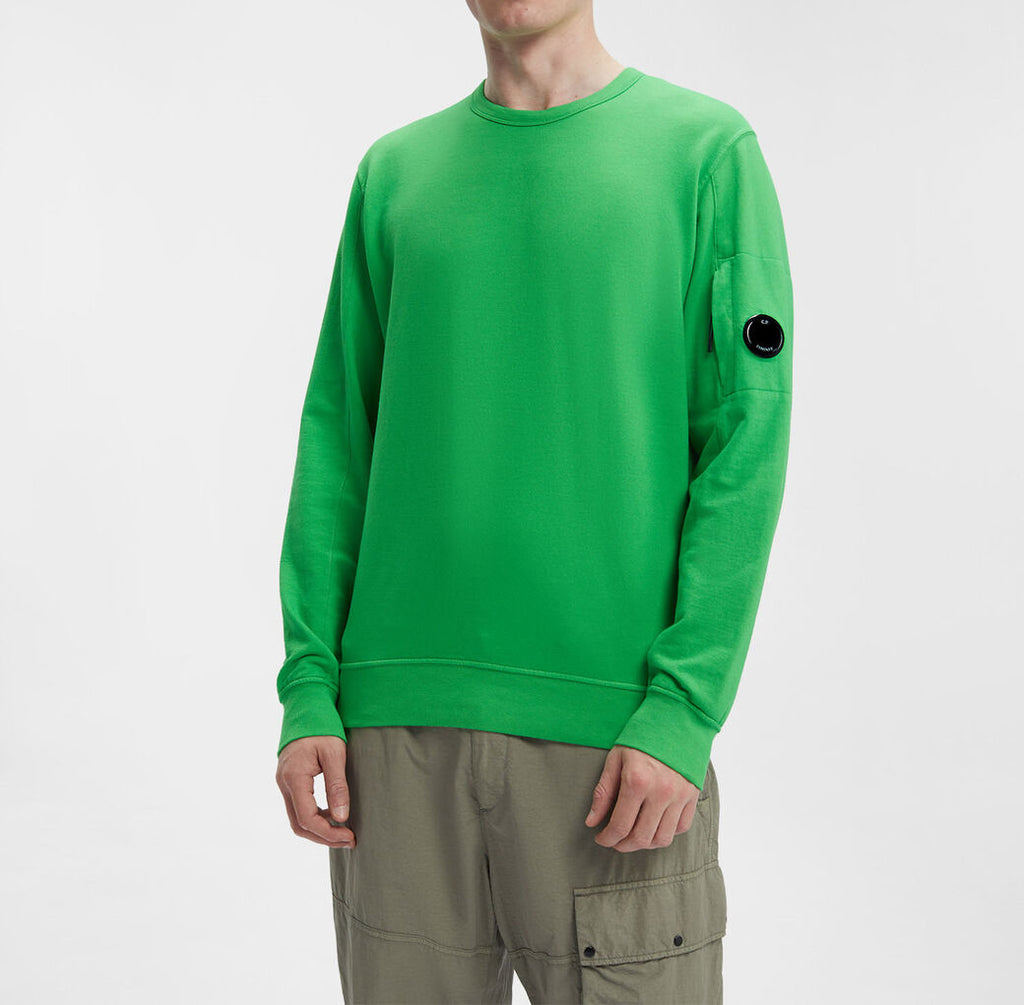 CP Company Light Fleece Garment Dyed Sweatshirt Green