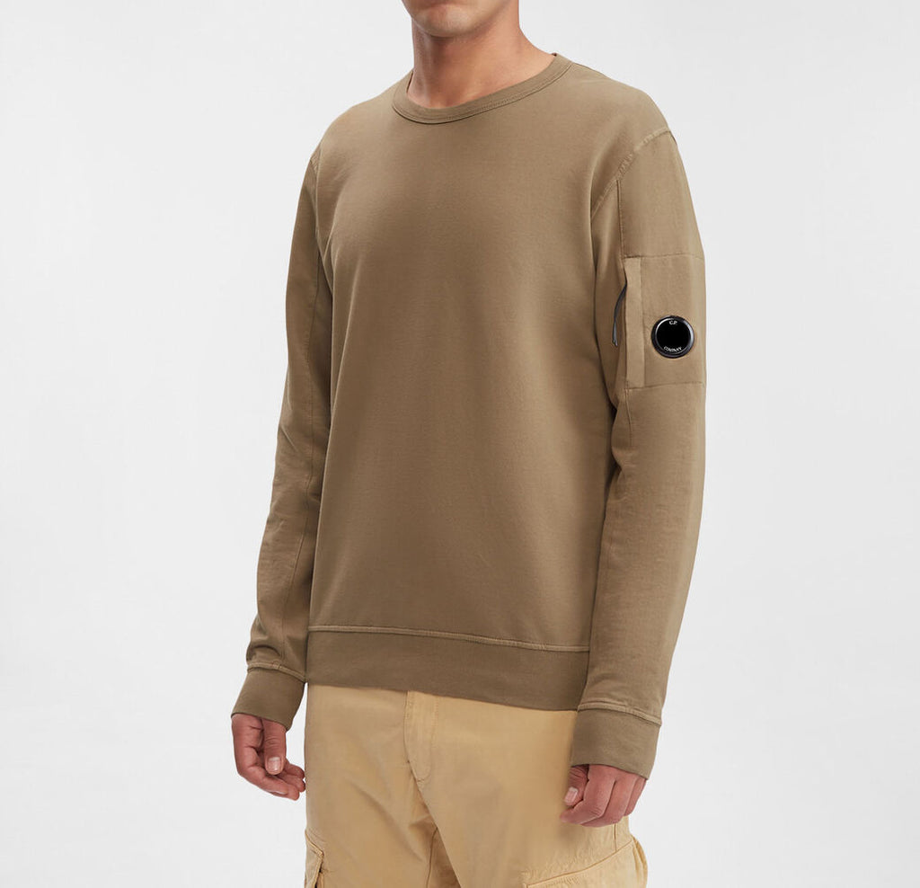 CP Company Light Fleece Garment Dyed Sweatshirt Brown