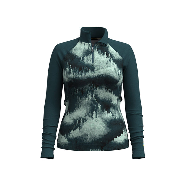 Smartwool Women's Thermal Merino Base Layer 1/4 Zip Twilight Foggy Pines