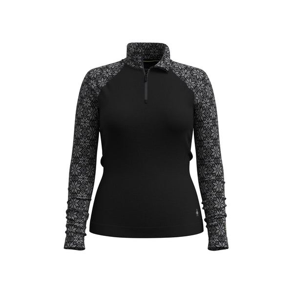 Smartwool Women's Thermal Merino Base Layer 1/4 Zip Black Digi Snow