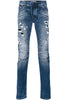 Pierre Balmain Blue Distressed Biker Jeans