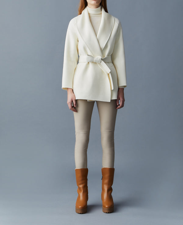 Mackage Tyra Double-Face Wool Robe Jacket Cream