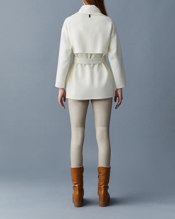 Mackage Tyra Double-Face Wool Robe Jacket Cream